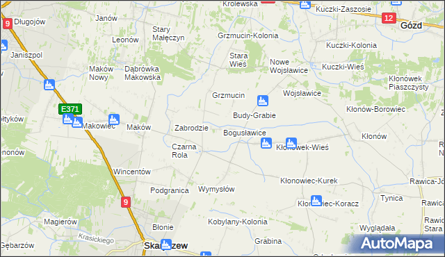 mapa Bogusławice gmina Skaryszew, Bogusławice gmina Skaryszew na mapie Targeo