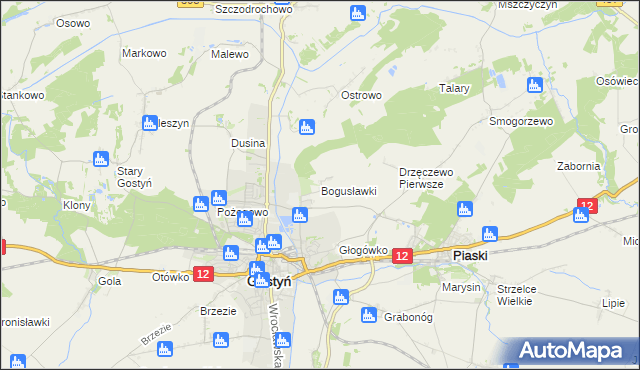 mapa Bogusławki gmina Gostyń, Bogusławki gmina Gostyń na mapie Targeo