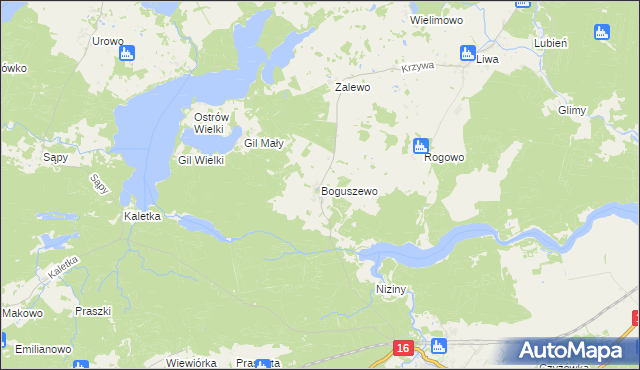 mapa Boguszewo gmina Miłomłyn, Boguszewo gmina Miłomłyn na mapie Targeo