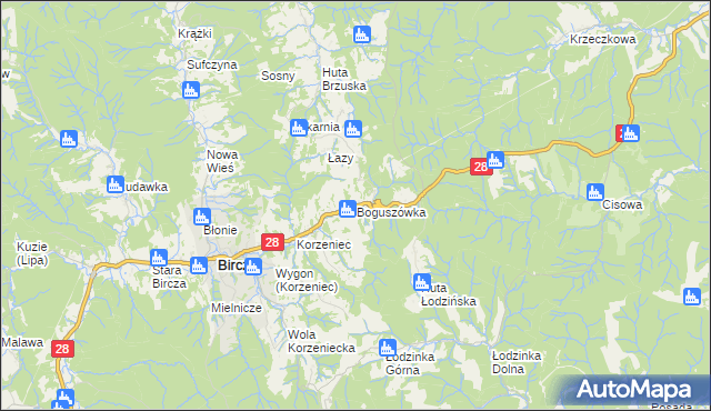 mapa Boguszówka gmina Bircza, Boguszówka gmina Bircza na mapie Targeo