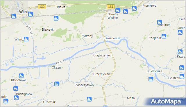 mapa Boguszyniec gmina Witnica, Boguszyniec gmina Witnica na mapie Targeo