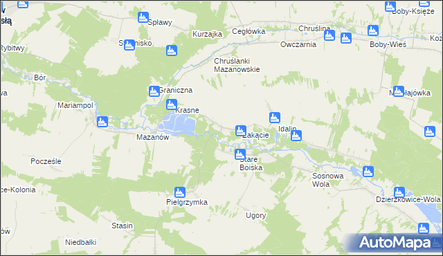 mapa Boiska-Kolonia gmina Józefów nad Wisłą, Boiska-Kolonia gmina Józefów nad Wisłą na mapie Targeo