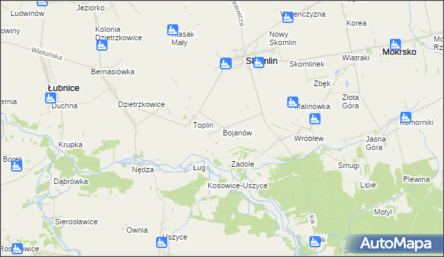 mapa Bojanów gmina Skomlin, Bojanów gmina Skomlin na mapie Targeo