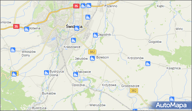 mapa Boleścin gmina Świdnica, Boleścin gmina Świdnica na mapie Targeo