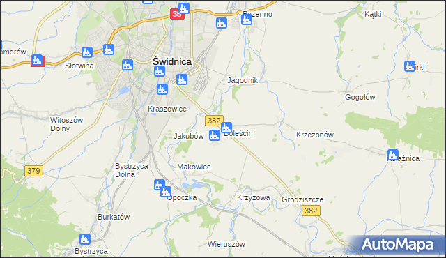 mapa Boleścin gmina Świdnica, Boleścin gmina Świdnica na mapie Targeo