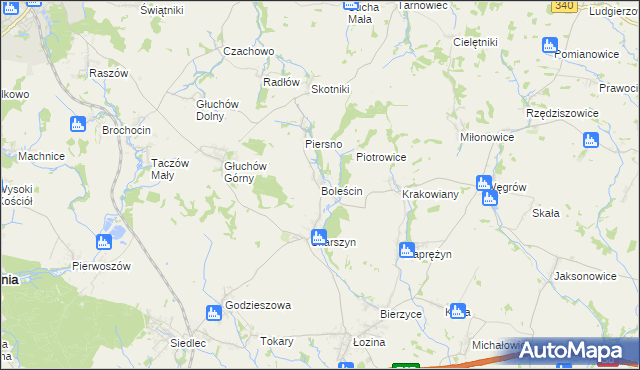 mapa Boleścin gmina Trzebnica, Boleścin gmina Trzebnica na mapie Targeo