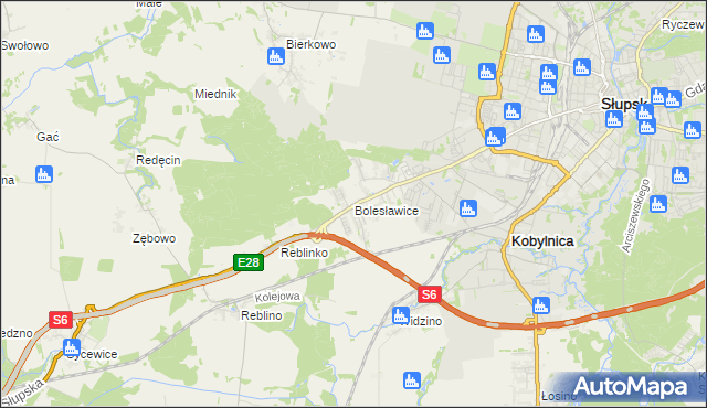 mapa Bolesławice gmina Kobylnica, Bolesławice gmina Kobylnica na mapie Targeo
