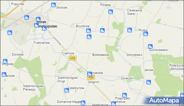 mapa Bolesławów gmina Borek Wielkopolski, Bolesławów gmina Borek Wielkopolski na mapie Targeo