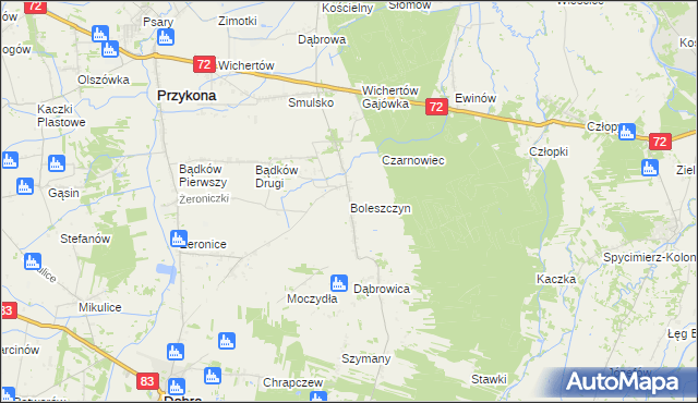 mapa Boleszczyn, Boleszczyn na mapie Targeo