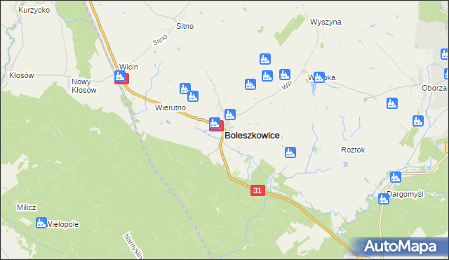 mapa Boleszkowice powiat myśliborski, Boleszkowice powiat myśliborski na mapie Targeo