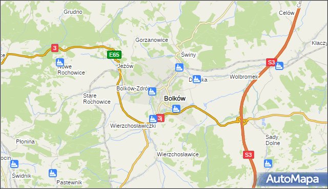 mapa Bolków powiat jaworski, Bolków powiat jaworski na mapie Targeo