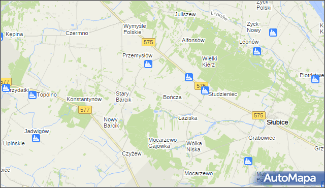 mapa Bończa gmina Słubice, Bończa gmina Słubice na mapie Targeo