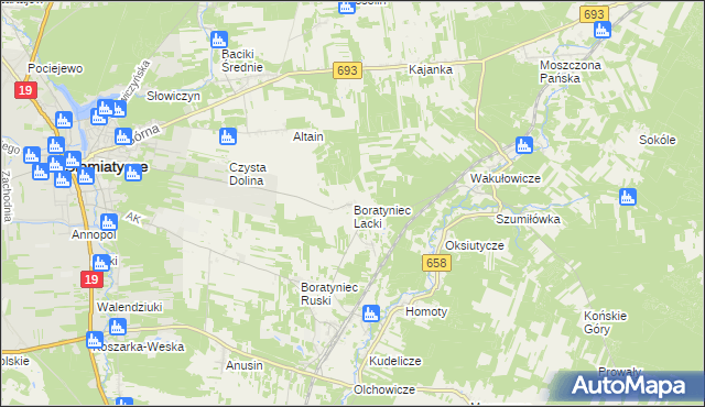 mapa Boratyniec Lacki, Boratyniec Lacki na mapie Targeo