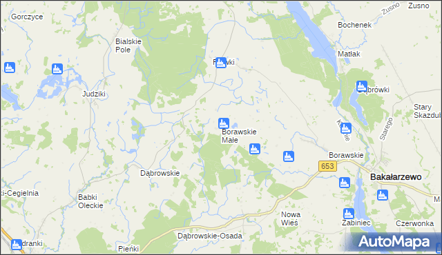 mapa Borawskie Małe, Borawskie Małe na mapie Targeo