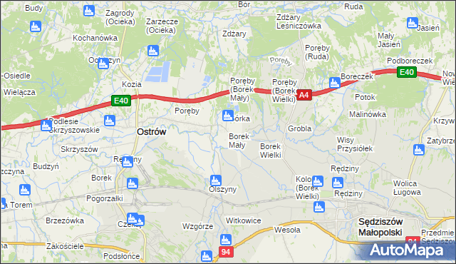 mapa Borek Mały, Borek Mały na mapie Targeo