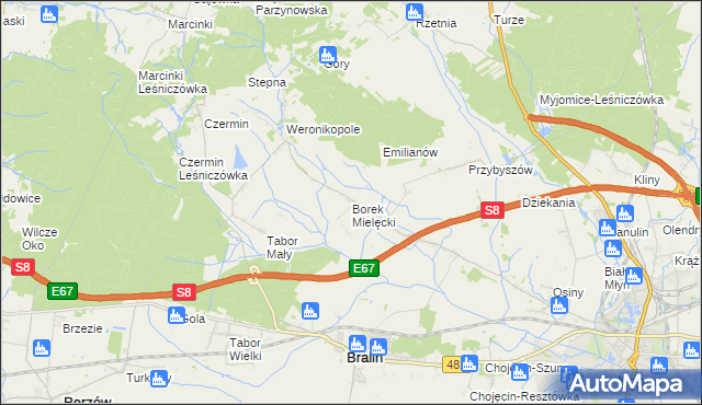 mapa Borek Mielęcki, Borek Mielęcki na mapie Targeo