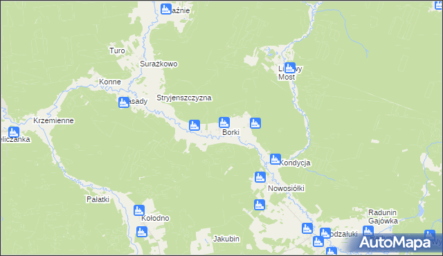 mapa Borki gmina Gródek, Borki gmina Gródek na mapie Targeo