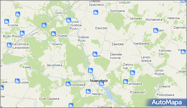 mapa Borki gmina Nowodwór, Borki gmina Nowodwór na mapie Targeo