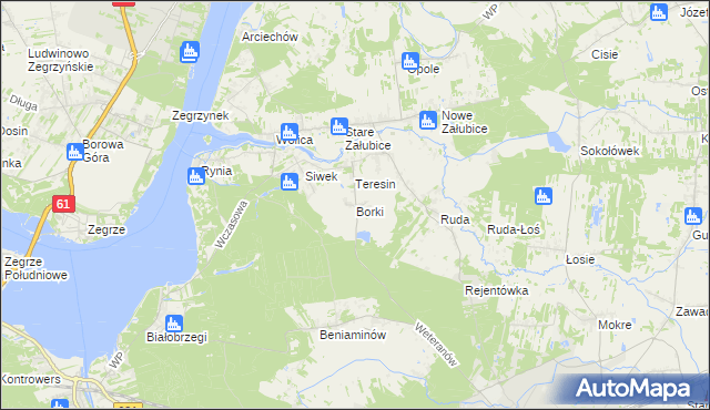 mapa Borki gmina Radzymin, Borki gmina Radzymin na mapie Targeo