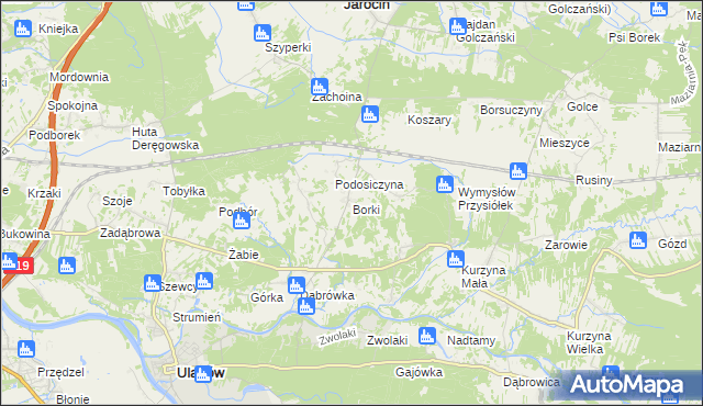 mapa Borki gmina Ulanów, Borki gmina Ulanów na mapie Targeo