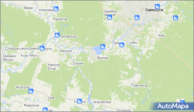 mapa Borków gmina Daleszyce, Borków gmina Daleszyce na mapie Targeo