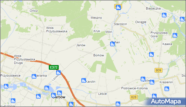 mapa Borków gmina Garbów, Borków gmina Garbów na mapie Targeo