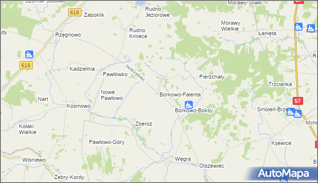 mapa Borkowo-Falenta, Borkowo-Falenta na mapie Targeo
