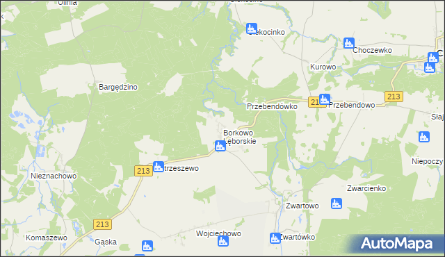 mapa Borkowo Lęborskie, Borkowo Lęborskie na mapie Targeo