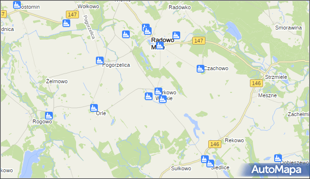 mapa Borkowo Wielkie gmina Radowo Małe, Borkowo Wielkie gmina Radowo Małe na mapie Targeo