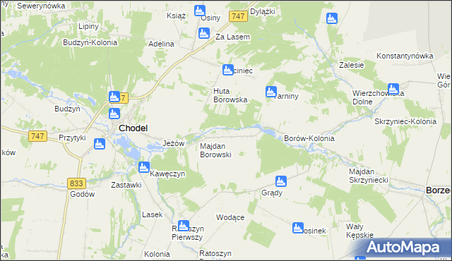 mapa Borów gmina Chodel, Borów gmina Chodel na mapie Targeo