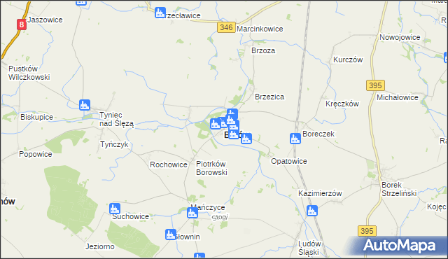 mapa Borów powiat strzeliński, Borów powiat strzeliński na mapie Targeo