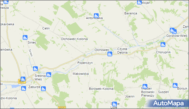 mapa Borówek gmina Żółkiewka, Borówek gmina Żółkiewka na mapie Targeo