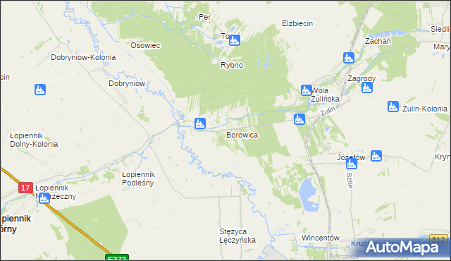 mapa Borowica gmina Łopiennik Górny, Borowica gmina Łopiennik Górny na mapie Targeo