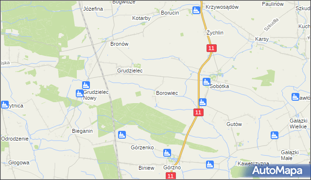 mapa Borowiec gmina Ostrów Wielkopolski, Borowiec gmina Ostrów Wielkopolski na mapie Targeo