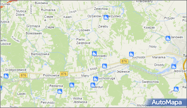 mapa Borowiec gmina Tarczyn, Borowiec gmina Tarczyn na mapie Targeo