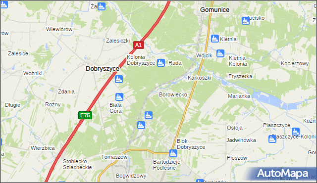 mapa Borowiecko, Borowiecko na mapie Targeo