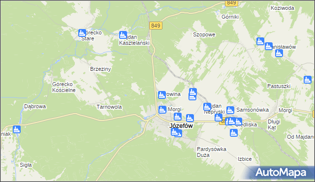 mapa Borowina gmina Józefów, Borowina gmina Józefów na mapie Targeo