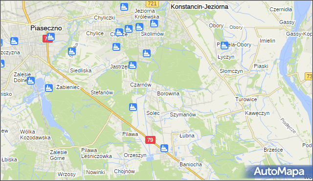 mapa Borowina gmina Konstancin-Jeziorna, Borowina gmina Konstancin-Jeziorna na mapie Targeo