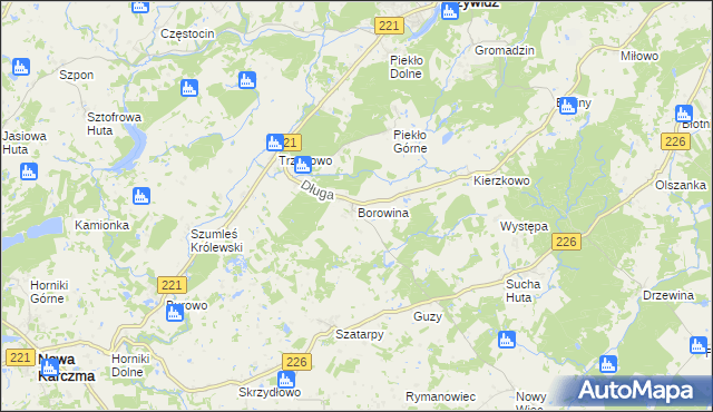 mapa Borowina gmina Przywidz, Borowina gmina Przywidz na mapie Targeo