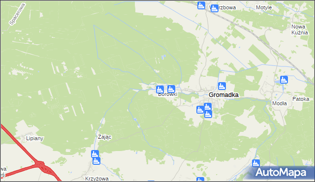 mapa Borówki gmina Gromadka, Borówki gmina Gromadka na mapie Targeo