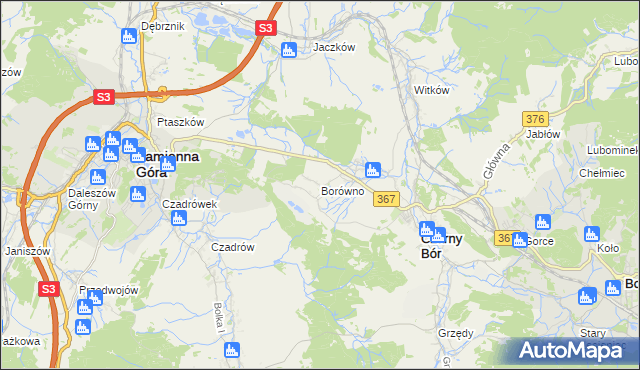 mapa Borówno gmina Czarny Bór, Borówno gmina Czarny Bór na mapie Targeo