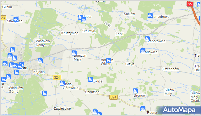 mapa Borszyn Wielki, Borszyn Wielki na mapie Targeo