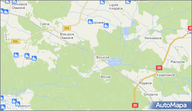 mapa Borucice gmina Lubsza, Borucice gmina Lubsza na mapie Targeo