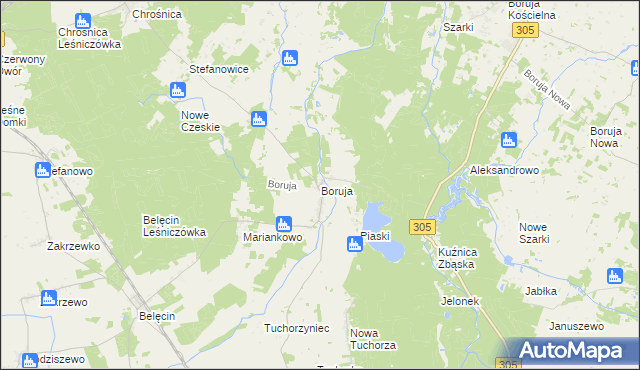 mapa Boruja, Boruja na mapie Targeo