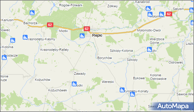 mapa Borychów, Borychów na mapie Targeo