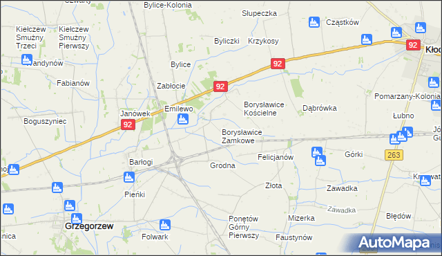 mapa Borysławice Zamkowe, Borysławice Zamkowe na mapie Targeo