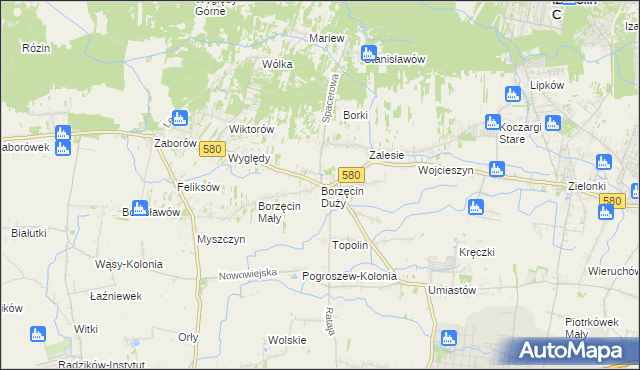 mapa Borzęcin Duży, Borzęcin Duży na mapie Targeo