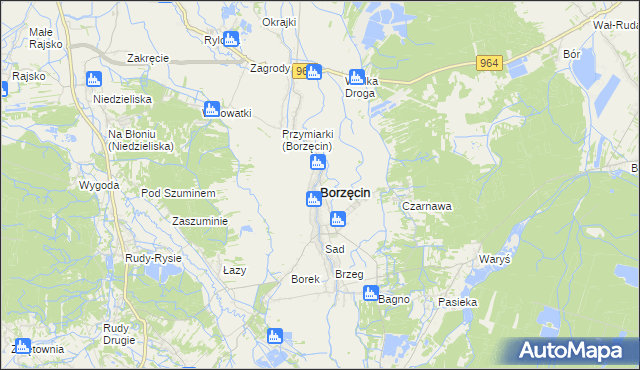 mapa Borzęcin powiat brzeski, Borzęcin powiat brzeski na mapie Targeo