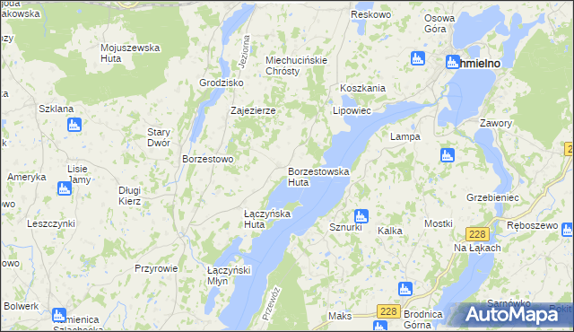 mapa Borzestowska Huta, Borzestowska Huta na mapie Targeo