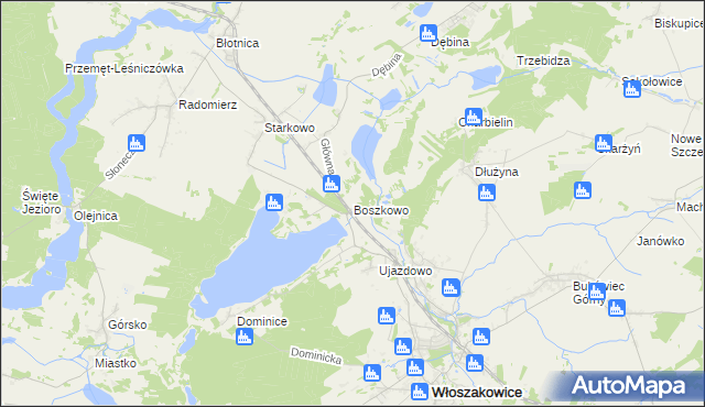 mapa Boszkowo, Boszkowo na mapie Targeo